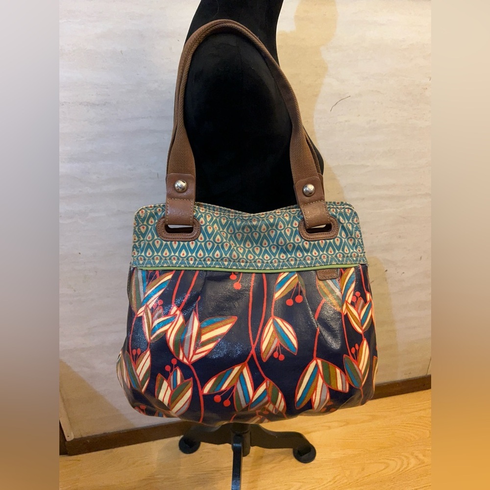Fossil Keyper Floral Handbag Coated Canvas Tote Bag